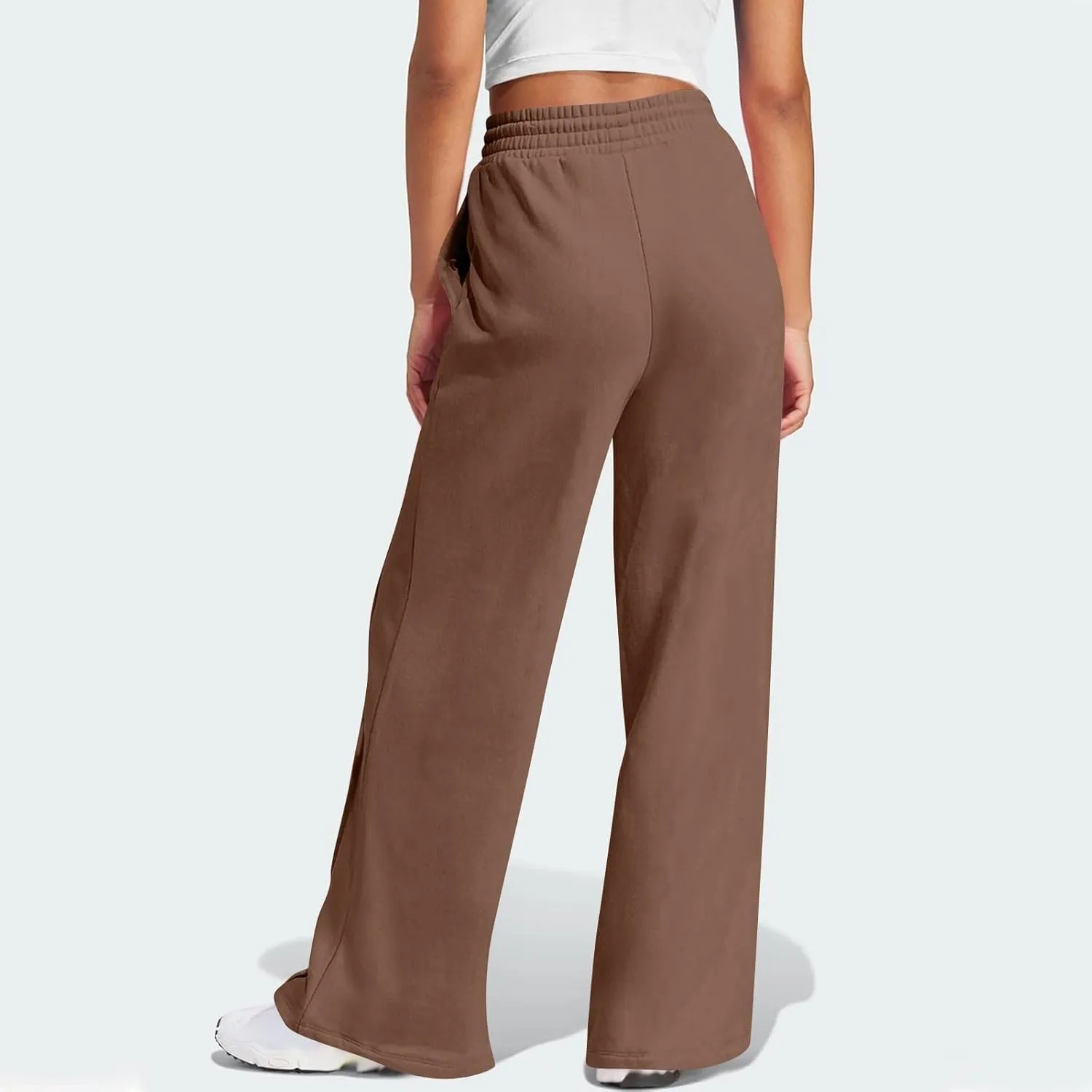 Straight Leg Sweatpants Women Baggy High Rise Elastic Waist Workout Pants with Pockets Stretchy Athletic Pants