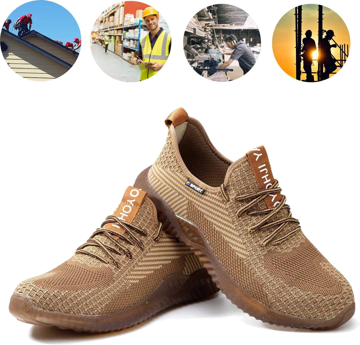 SUADEX Steel Toe Shoes for Men Women Indestructible Steel Toe Sneakers Lightweight Work Safety Shoes Puncture Proof Composite Toe