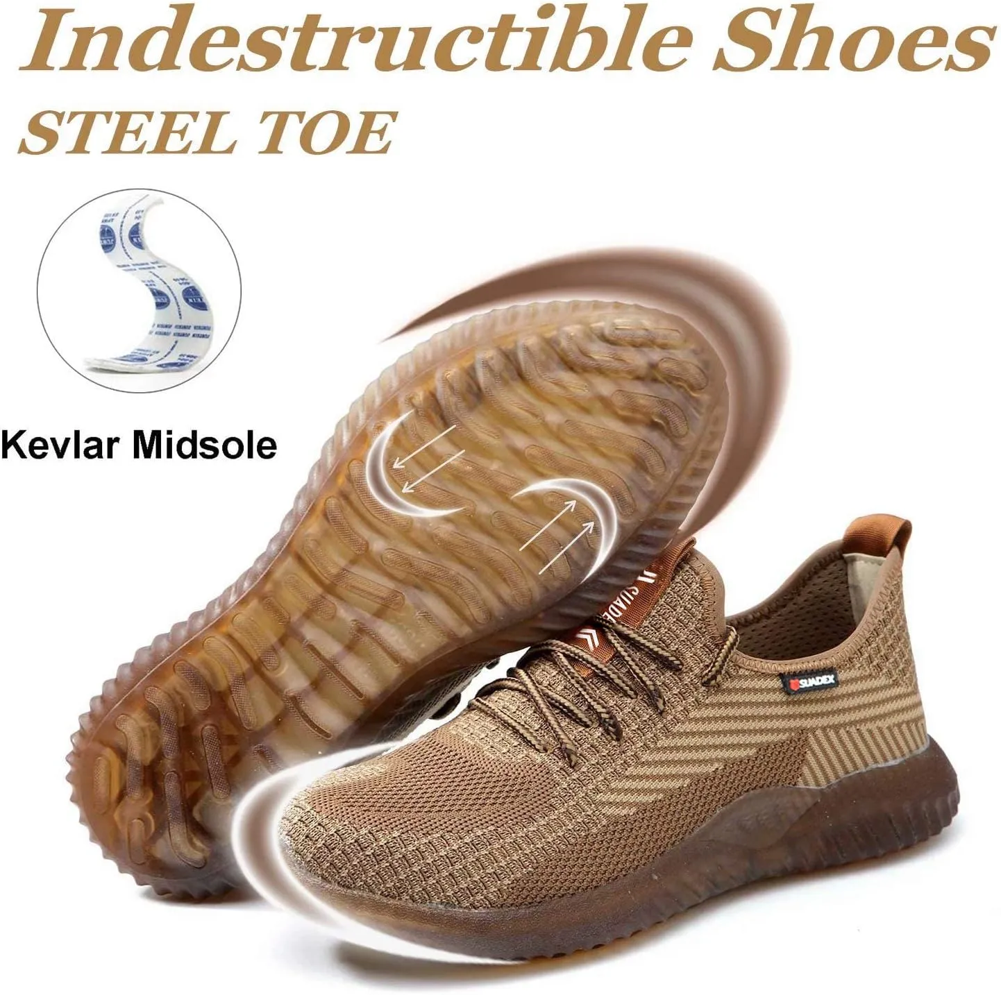 SUADEX Steel Toe Shoes for Men Women Indestructible Steel Toe Sneakers Lightweight Work Safety Shoes Puncture Proof Composite Toe
