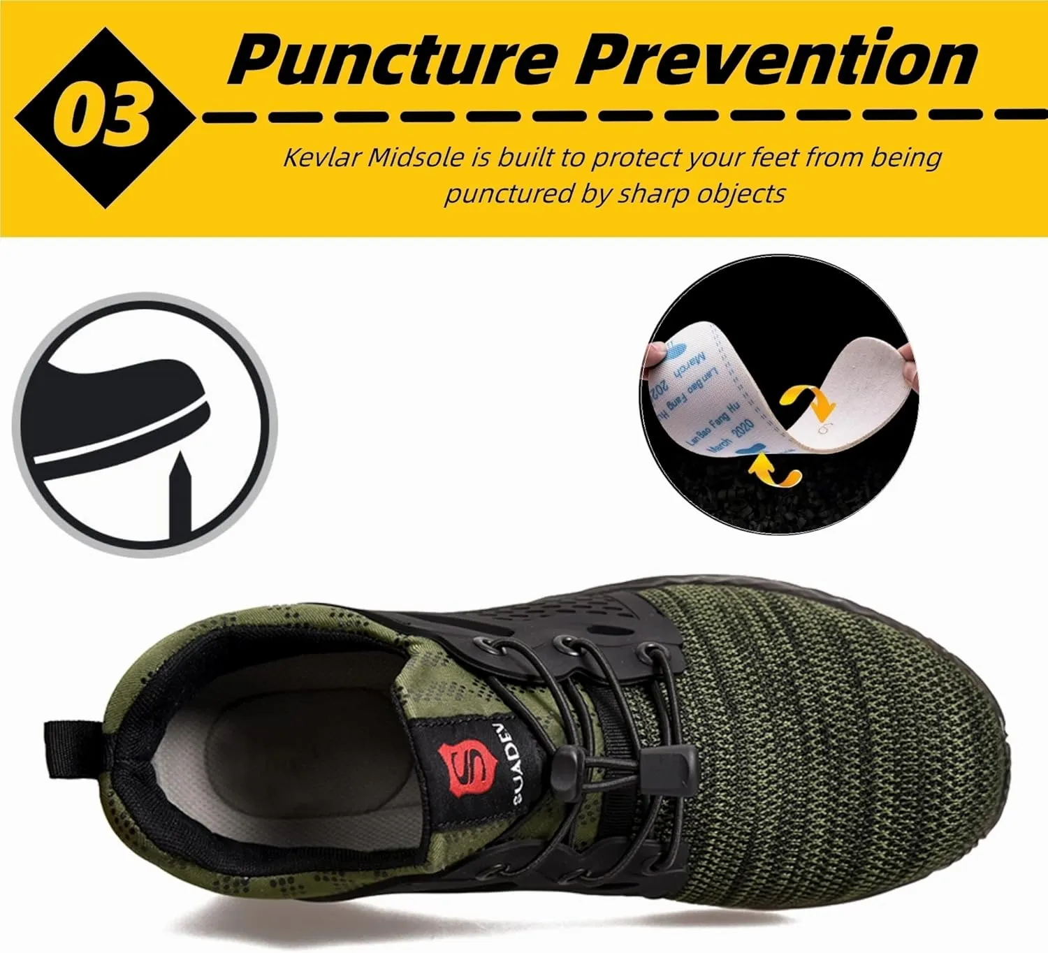 SUADEX Steel Toe Shoes for Women Men, Anti Slip Safety Shoes Breathable Lightweight Puncture Proof Work Construction Sneakers