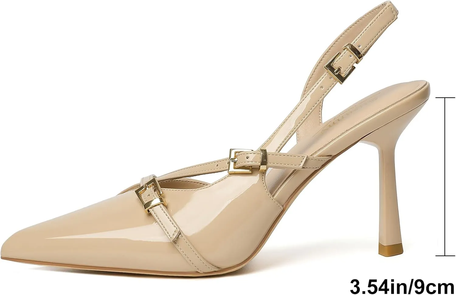 Susanny Slingback Heels for Women Closed Pointed Toe Strappy Dress Pumps Comfortable Stiletto Kitten Heels Sexy Buckle Strap Dressy Slip On Shoes for Wedding Bridal Party Work