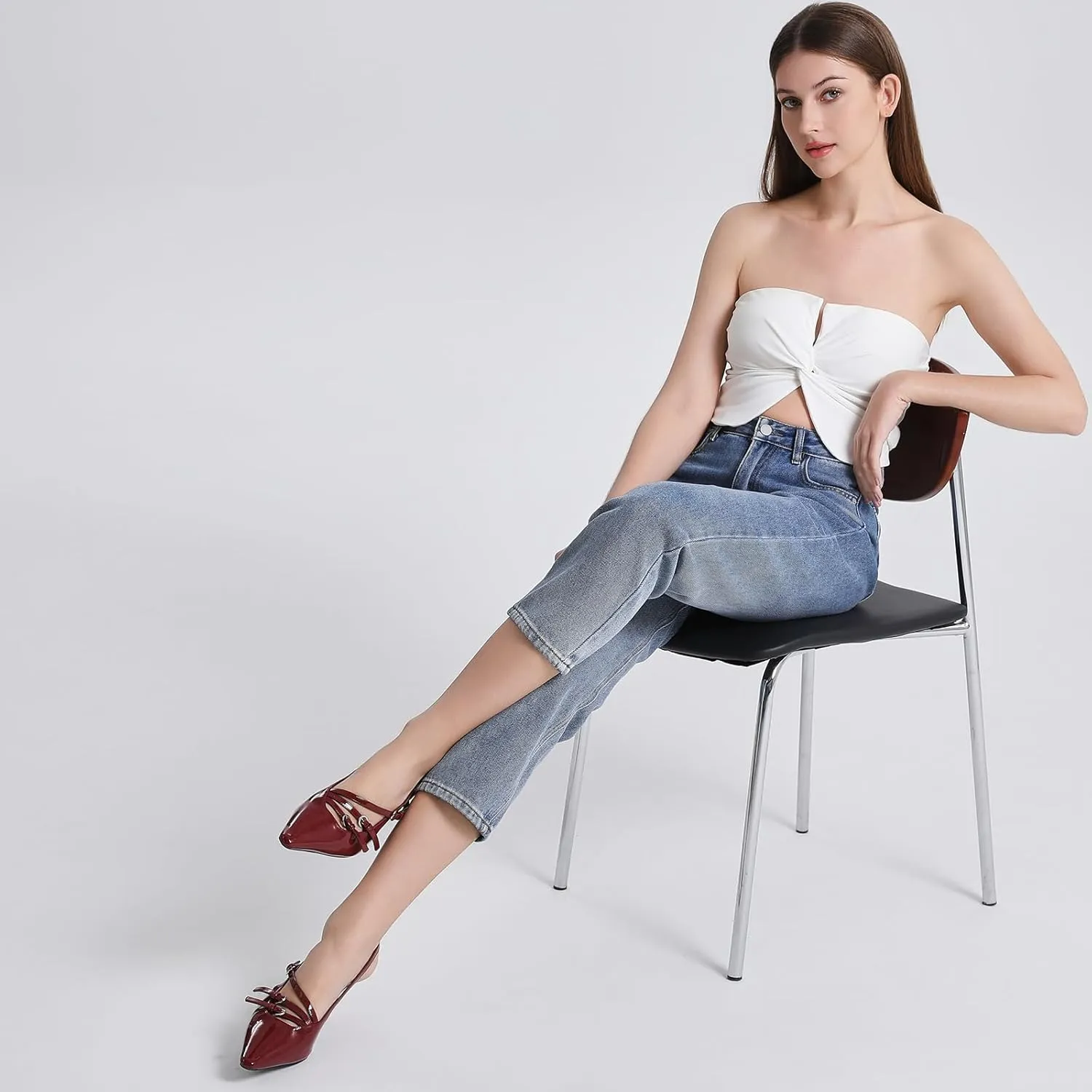 Susanny Slingback Kitten Heels for Women Closed Pointed Toe Strappy Dress Pumps Comfortable Stiletto Low Heels Sexy Buckle Strap Dressy Slip On Shoes for Wedding Bridal Party Work