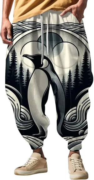 Sweatpants Fun Print Fashion Street Feel Casual Sweatpants Mens Drawstring Aladdil Hippie Harem Pants Mens Harem
