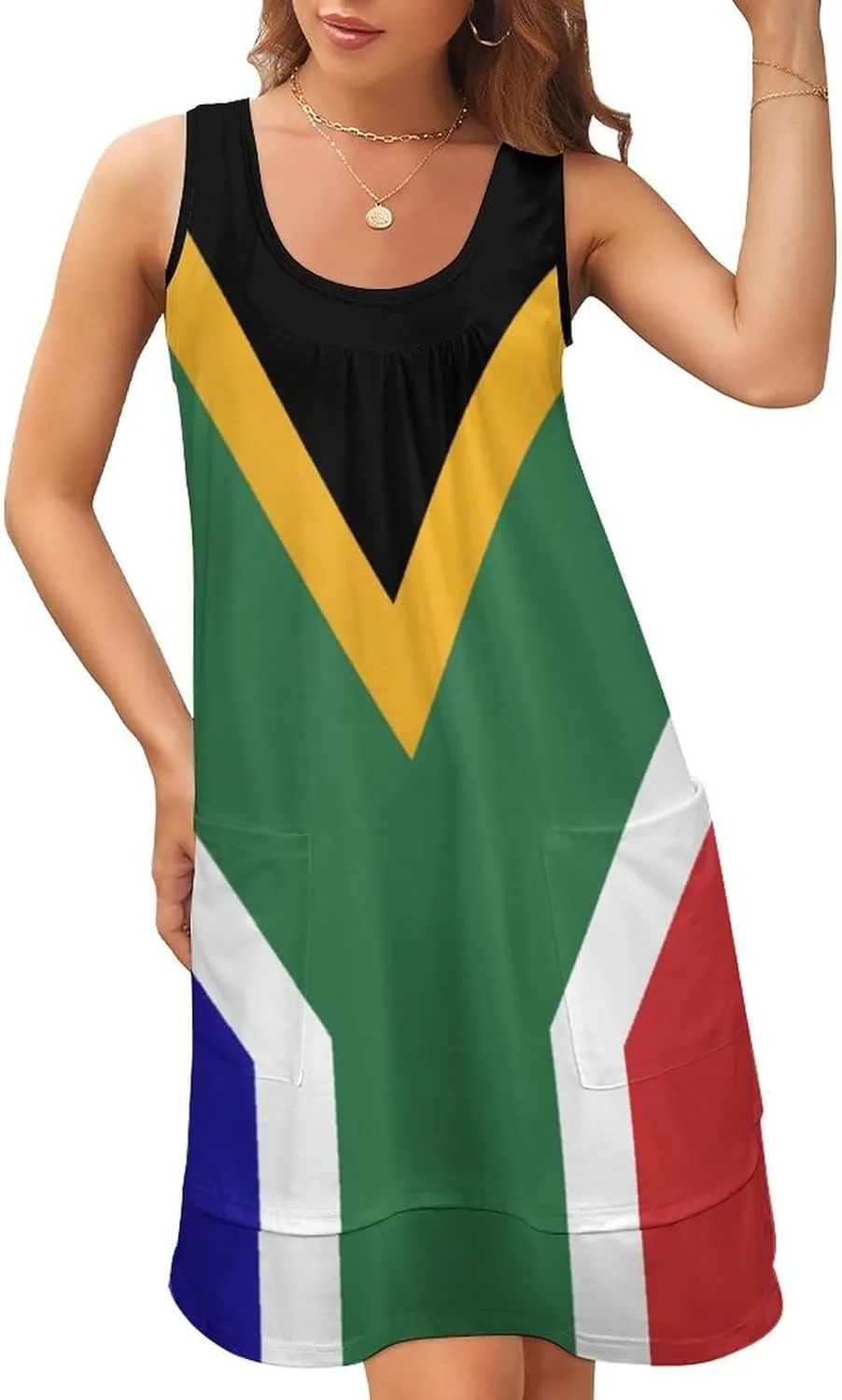 TAIZIYEAH South African Flag Tank Top Womens Sundress Casual Summer Sexy Beach Clothes 2023