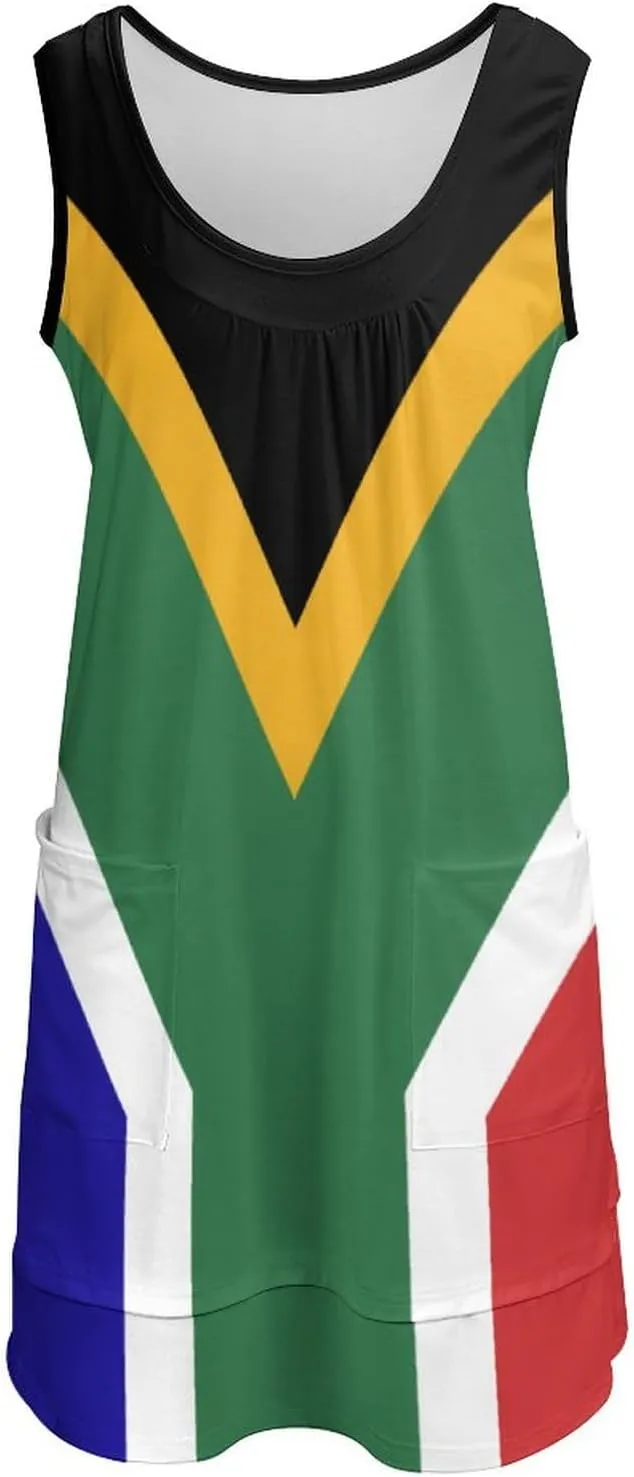 TAIZIYEAH South African Flag Tank Top Womens Sundress Casual Summer Sexy Beach Clothes 2023