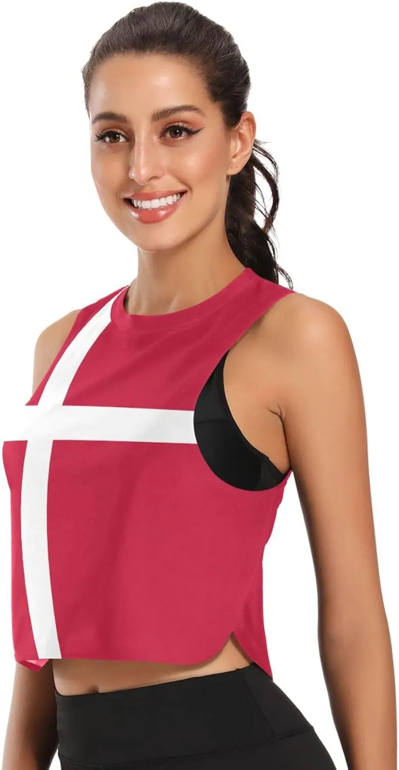 Tank Tops Running Shirts for Women Crop Top Workout Shirts Sleeveless Cropped Muscle Tank Shirts, Small