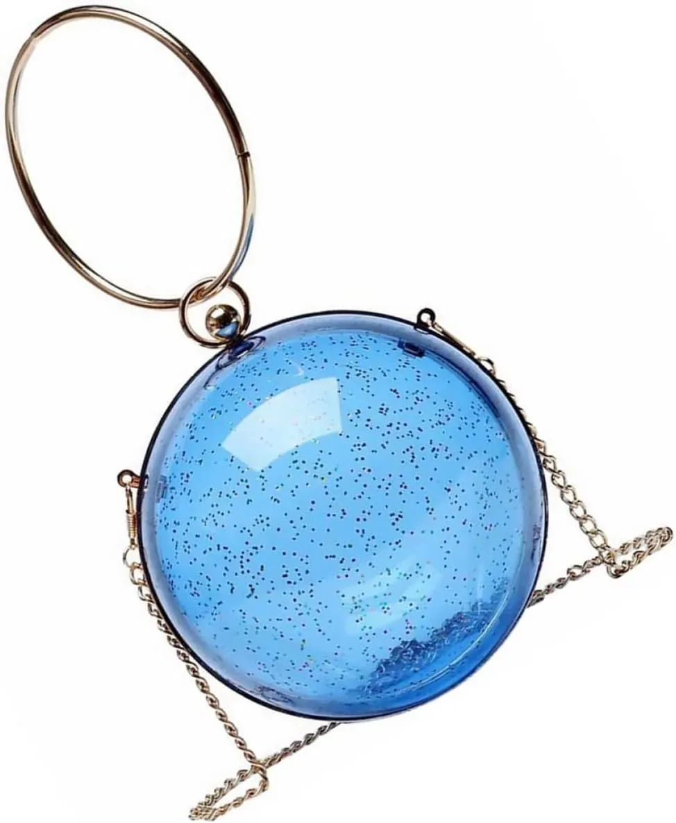 TENDYCOCO 2pcs Evening Ball Bag Round Ball Clear Purse Acrylic Box Clutch Purse Vintage Ball Handbag Ring Handle Purse
