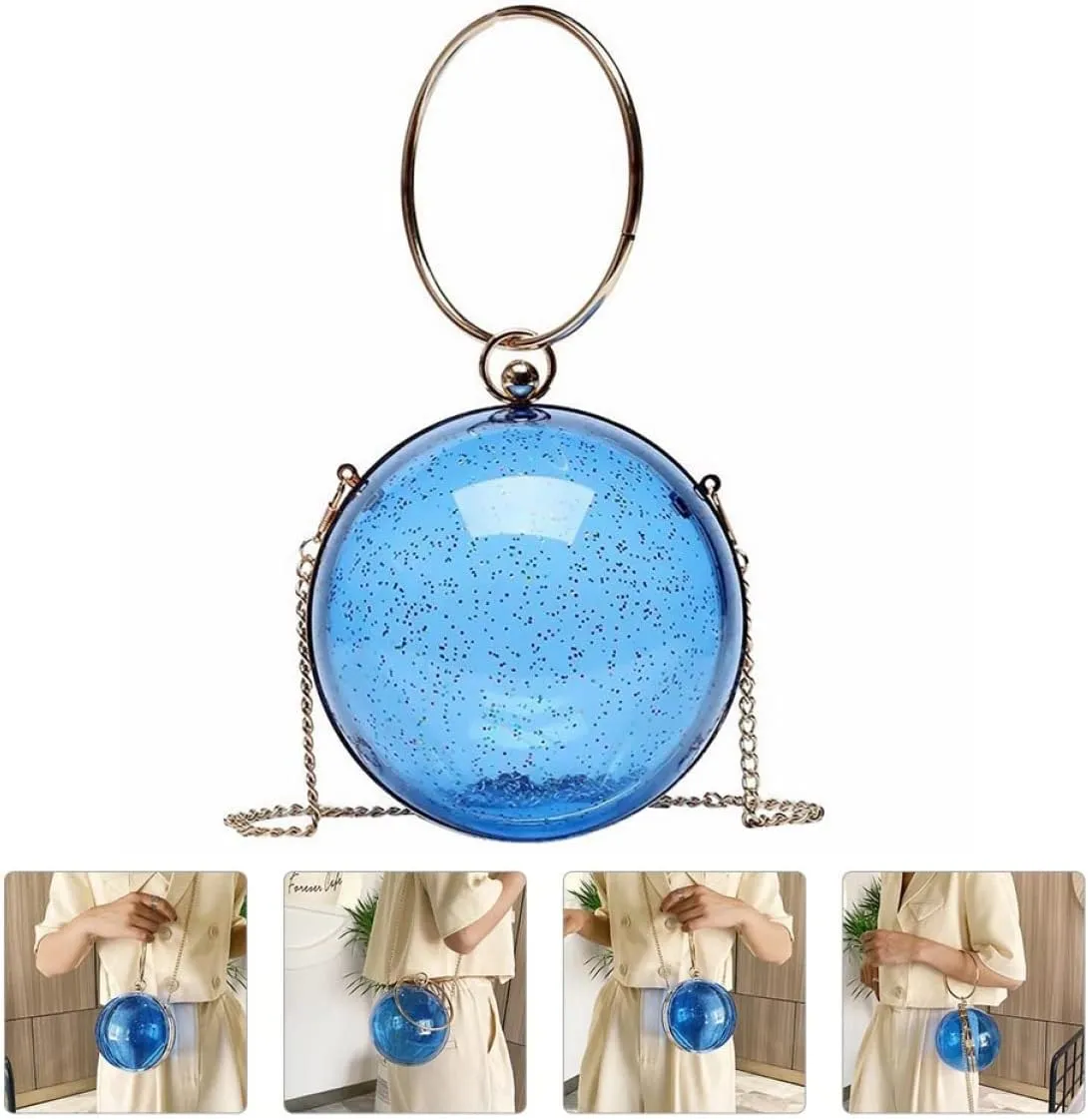 TENDYCOCO 2pcs Evening Ball Bag Round Ball Clear Purse Acrylic Box Clutch Purse Vintage Ball Handbag Ring Handle Purse