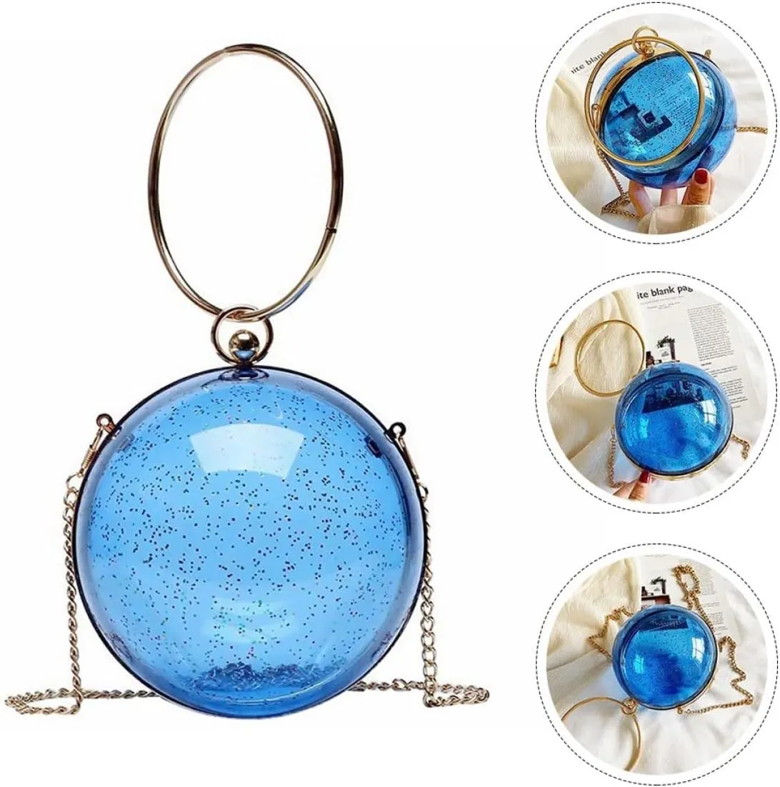 TENDYCOCO 2pcs Evening Ball Bag Round Ball Clear Purse Acrylic Box Clutch Purse Vintage Ball Handbag Ring Handle Purse