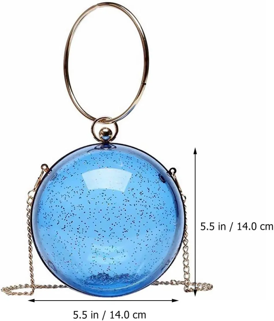 TENDYCOCO 2pcs Evening Ball Bag Round Ball Clear Purse Acrylic Box Clutch Purse Vintage Ball Handbag Ring Handle Purse