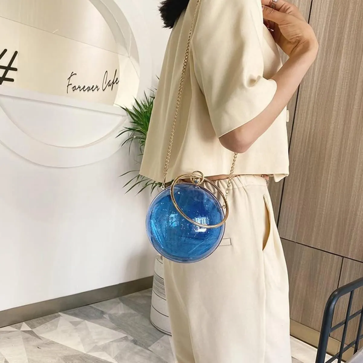TENDYCOCO 2pcs Evening Ball Bag Round Ball Clear Purse Acrylic Box Clutch Purse Vintage Ball Handbag Ring Handle Purse