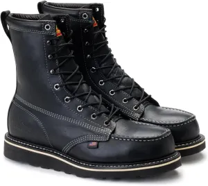 Thorogood American Heritage 8 Steel Toe Work Boots for Men - Full-Grain Leather with Moc Toe, Slip-Resistant Wedge Outsole, and Comfort Insole; EH Rated