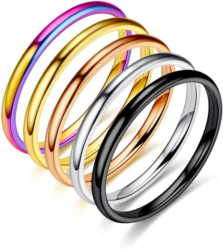 Titanium Stainless Steel Stackable Band for Women Engagement Wedding Eternity Bridal Ring Minimalist Jewelry Gifts
