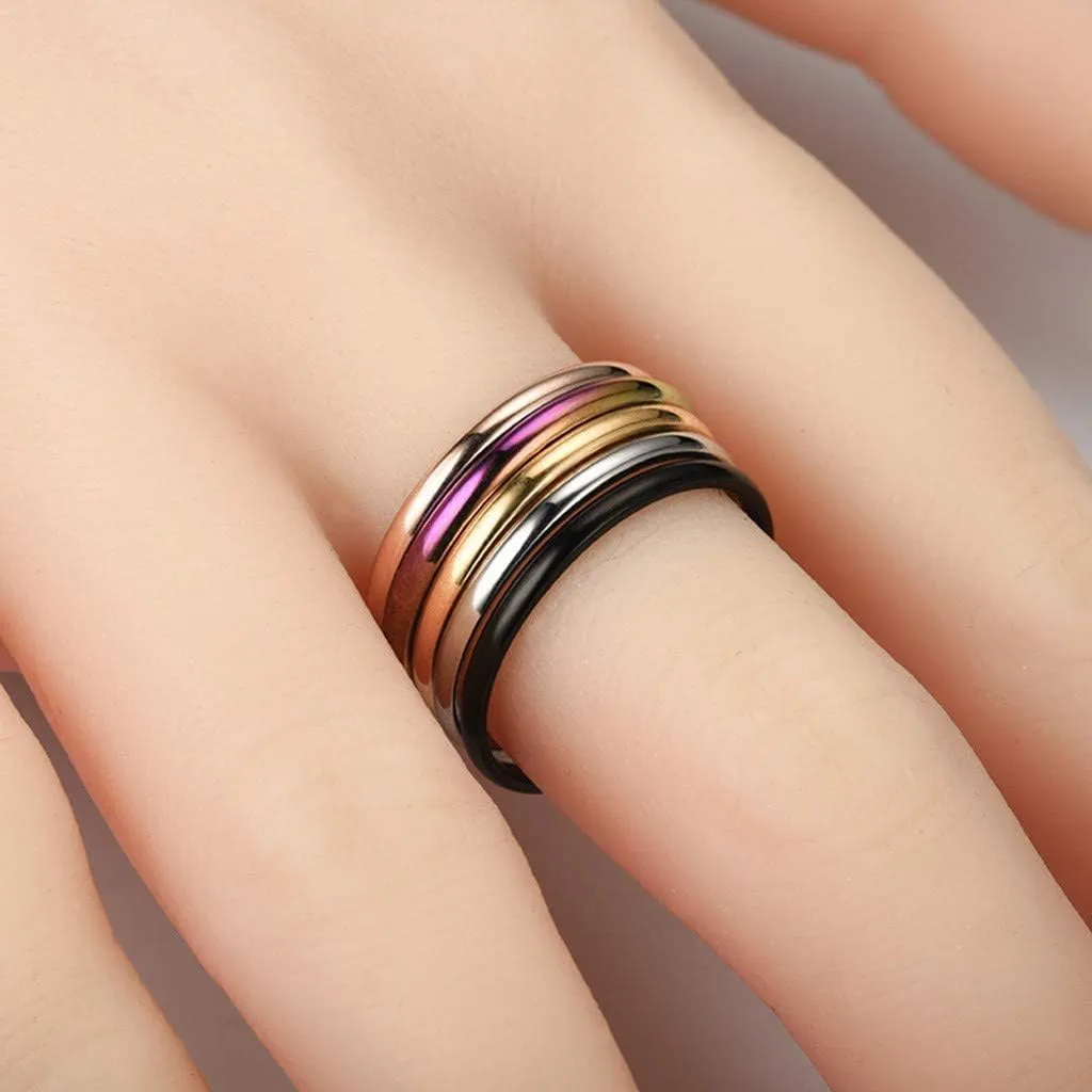 Titanium Stainless Steel Stackable Band for Women Engagement Wedding Eternity Bridal Ring Minimalist Jewelry Gifts