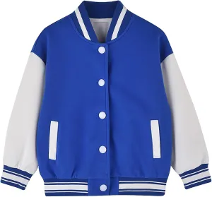 Toddler Baby Boy Girl Varsity Jackte Letter Embroidery Zipper Sweatshirt Baseball Jacket Color Block