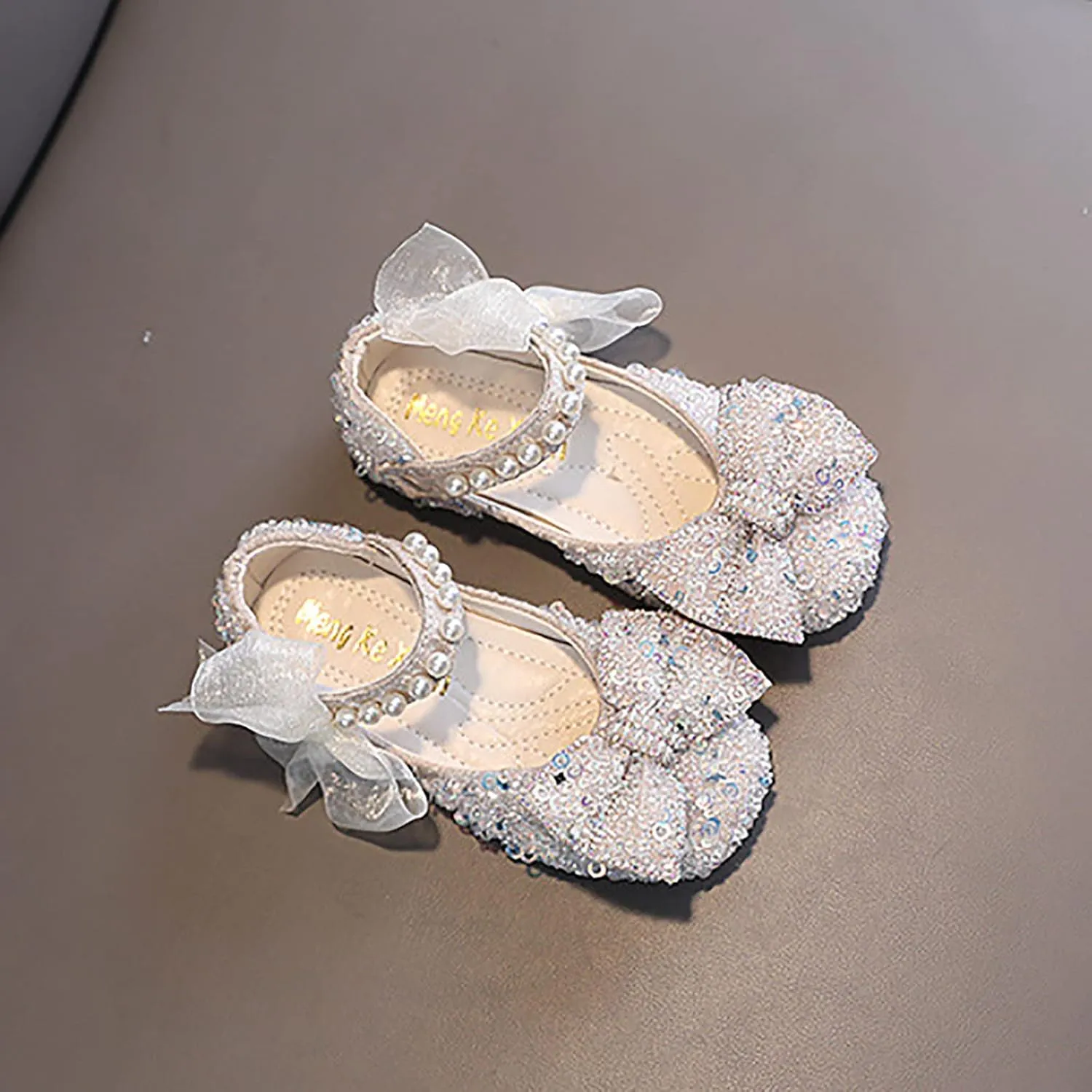 Toddler Girl Sandals, Childrens Girls Pearl Rhinestones Shining Princess Shoes for Party and Wedding Dancing Shoes