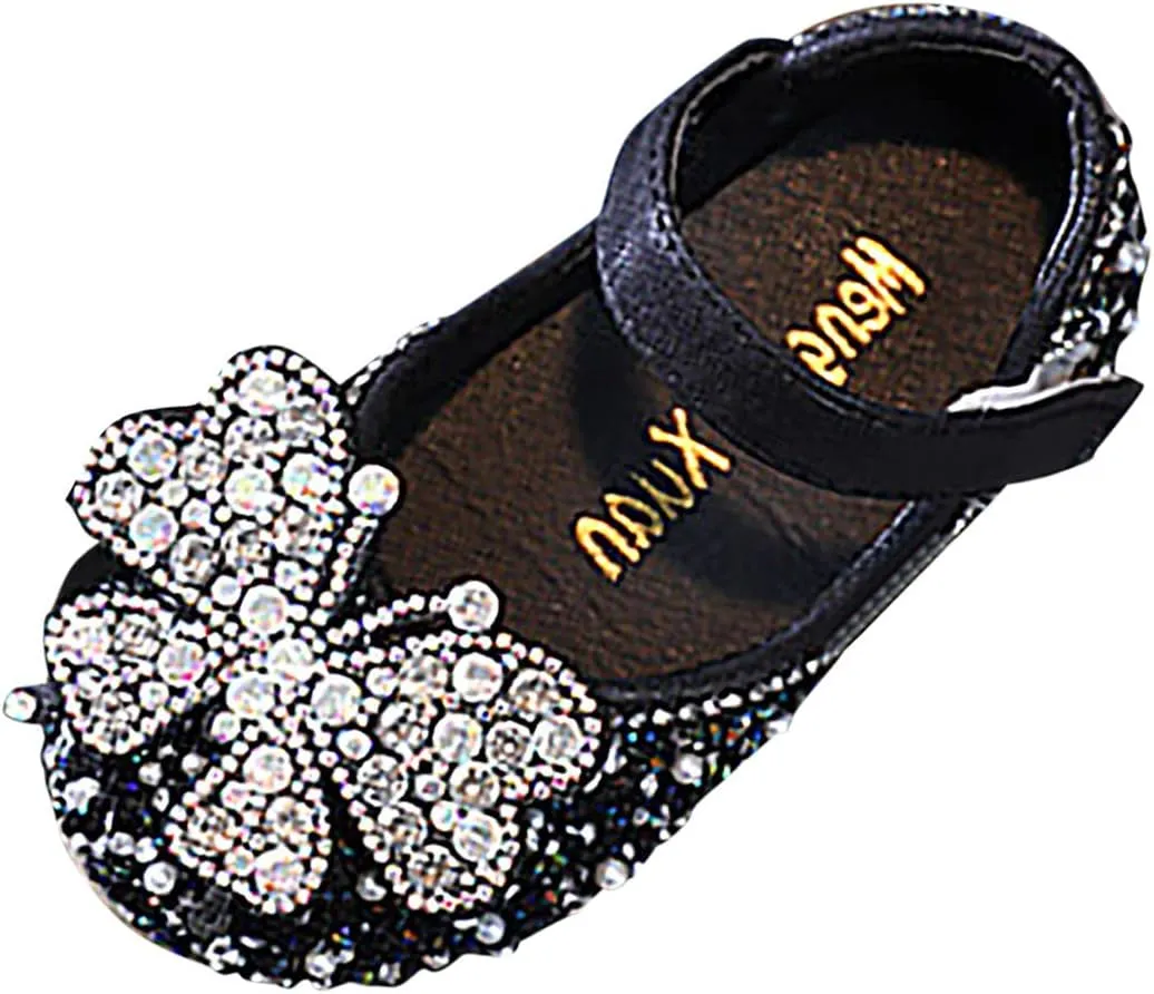 Toddler Girl Sandals, Childrens Girls Pearl Rhinestones Shining Princess Shoes for Party and Wedding Dancing Shoes