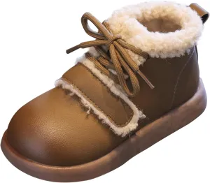 Toddler Kids Winter Snow Boots Slip On Cold Weather Sneakers Anti-Slip Fleece Ankle Boots Comfort Size 8 Shoes Toddler