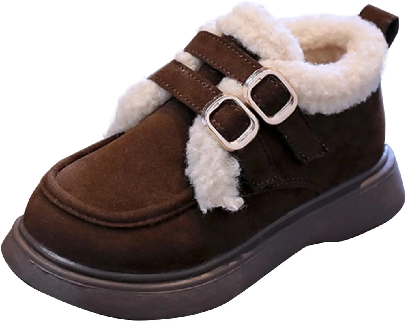 Toddler Kids Winter Snow Boots Slip On Cold Weather Sneakers Anti-Slip Fleece Ankle Boots Comfort Size 8 Shoes Toddler