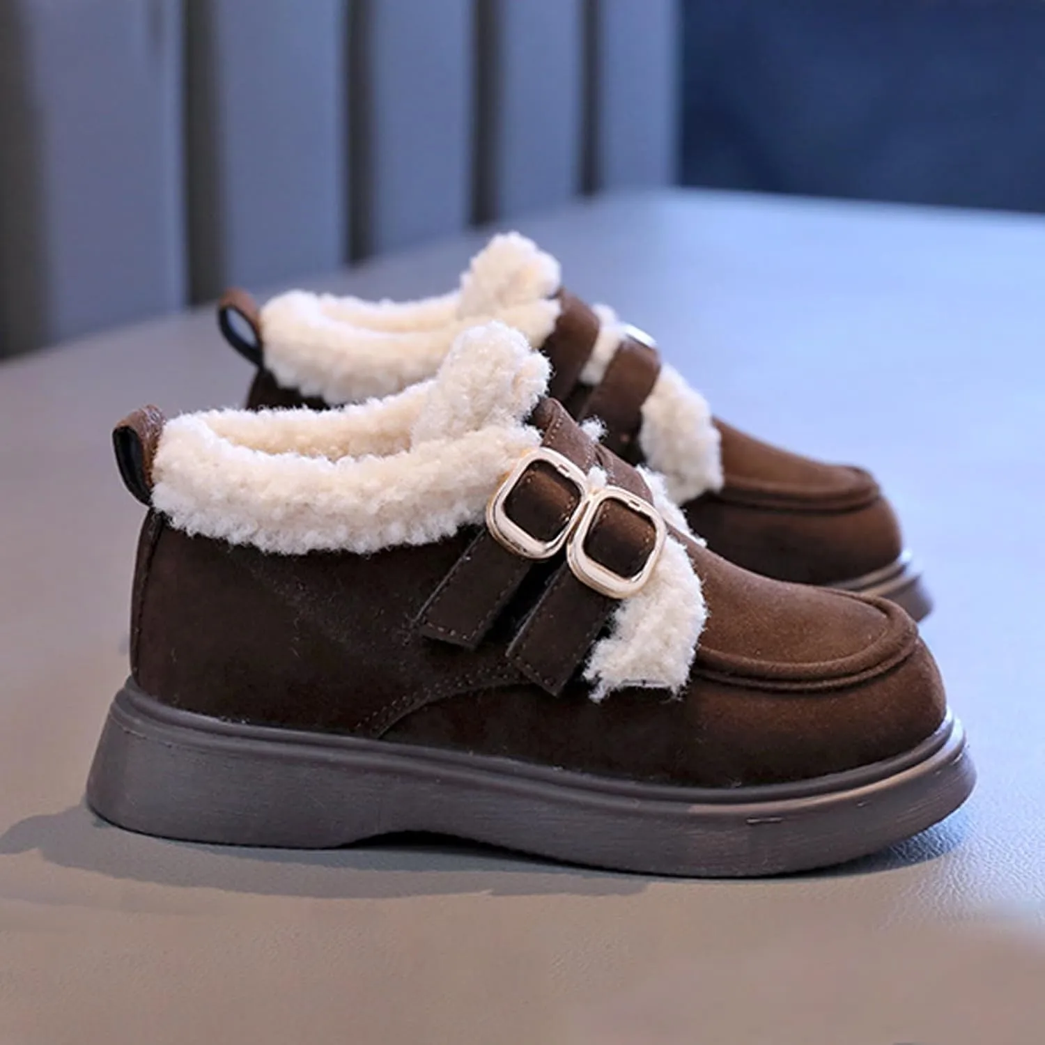 Toddler Kids Winter Snow Boots Slip On Cold Weather Sneakers Anti-Slip Fleece Ankle Boots Comfort Size 8 Shoes Toddler