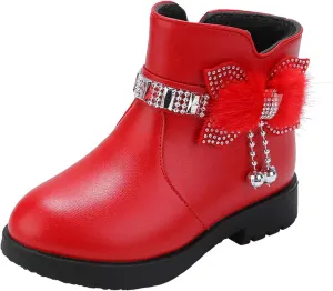 Toddler/Little Kid/Big Kid Girls Ankle Boots PU Leather Warm Hiking Snow Boots Cute Dress Booties