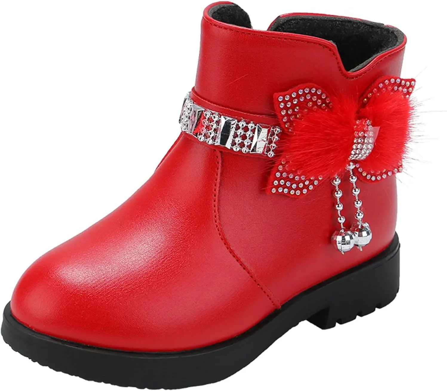 Toddler/Little Kid/Big Kid Girls Ankle Boots PU Leather Warm Hiking Snow Boots Cute Dress Booties
