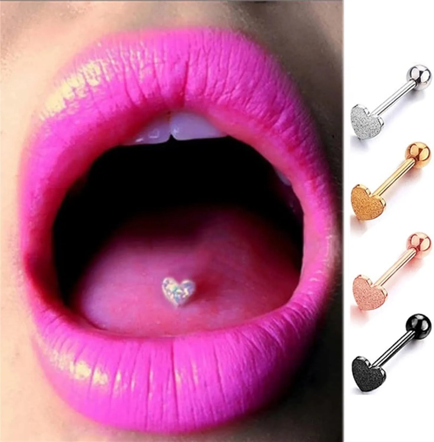 Tongue Bar Surgical Steel Barbell Body Piercing Body Stud Ring No Piercing Lip Nipple Eyebrow Lobe Rings Body Jewelry (Metal Color : 1 PC-Silver)