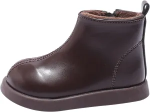 Unisex Kids Plush Ankle Boot Comfy Warm Round Toe Waterroof Solid Classic Working Shoes School Cute Toddler Boots