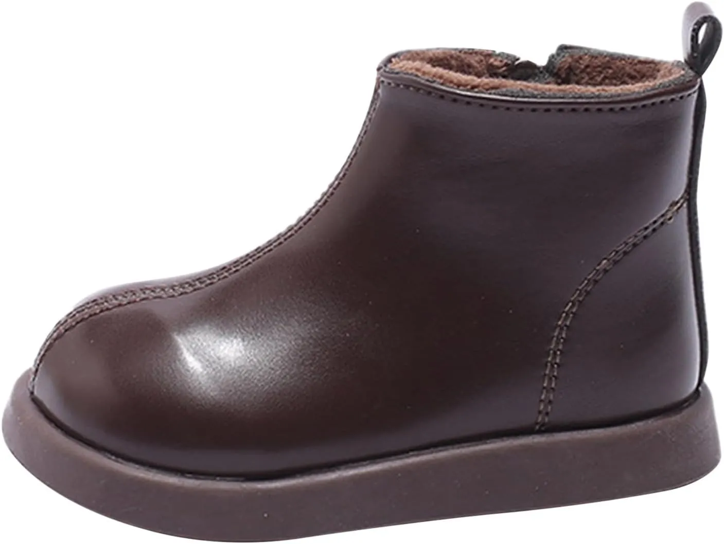 Unisex Kids Plush Ankle Boot Comfy Warm Round Toe Waterroof Solid Classic Working Shoes School Cute Toddler Boots