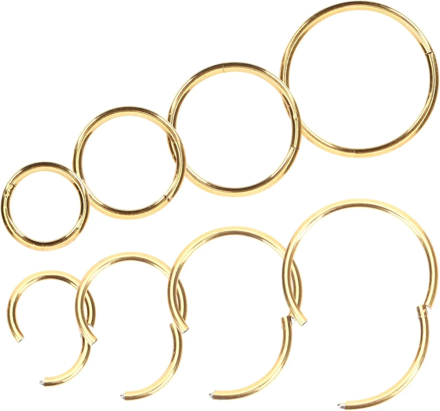 VALICLUD Gold Nose Ring Hoops 8pcs Set Spiral Nose Piercings Fashion Metal Nose Jewelry for Women Stainless Steel