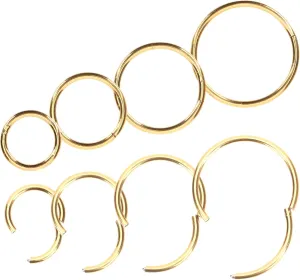 VALICLUD Gold Nose Ring Hoops 8pcs Set Spiral Nose Piercings Fashion Metal Nose Jewelry for Women Stainless Steel