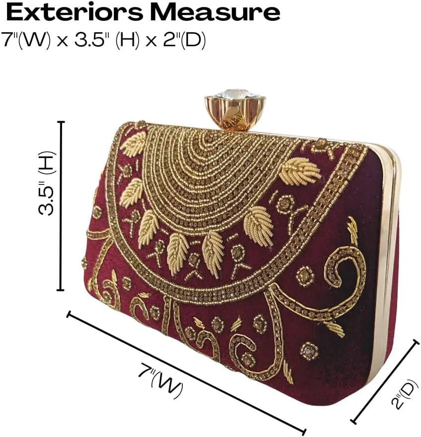 Velvet Luxury Clutch Purse for Women Crossbody Occasion Bag with Detachable Shoulder Chain