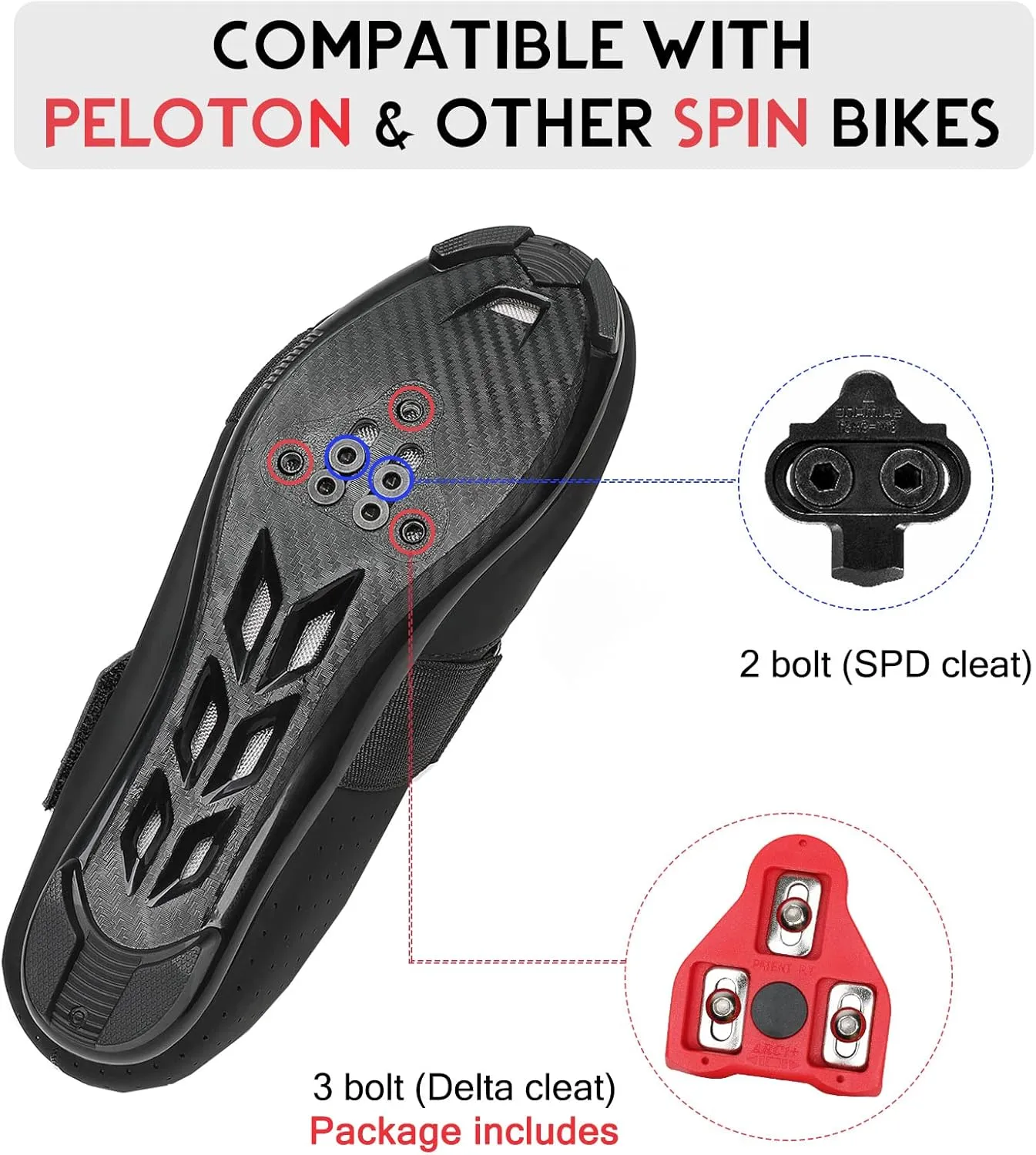 VikoViren Unisex Cycling Shoes Compatible with Peloton Bike with Single Hook & Loop Strap and Delta Cleats Included Perfect for Indoor Road Riding Bike Shoes for Men Women