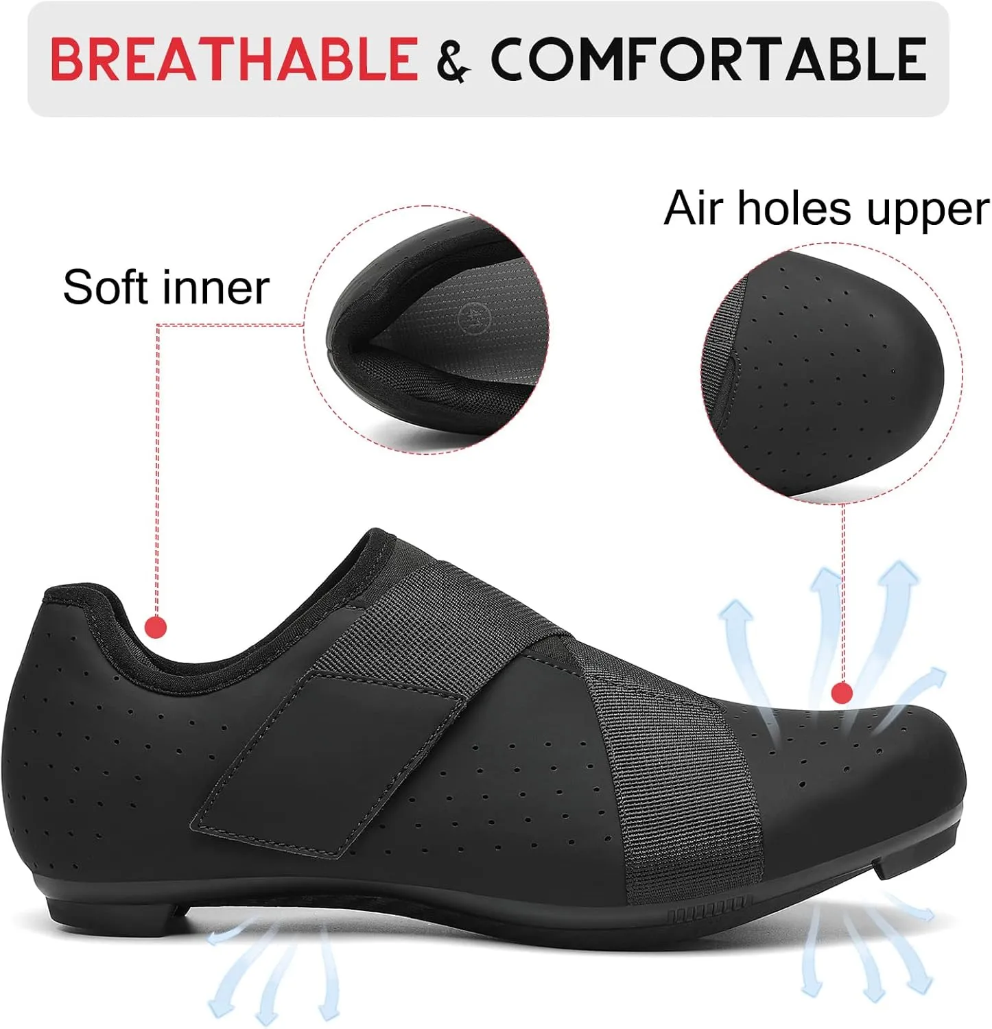 VikoViren Unisex Cycling Shoes Compatible with Peloton Bike with Single Hook & Loop Strap and Delta Cleats Included Perfect for Indoor Road Riding Bike Shoes for Men Women