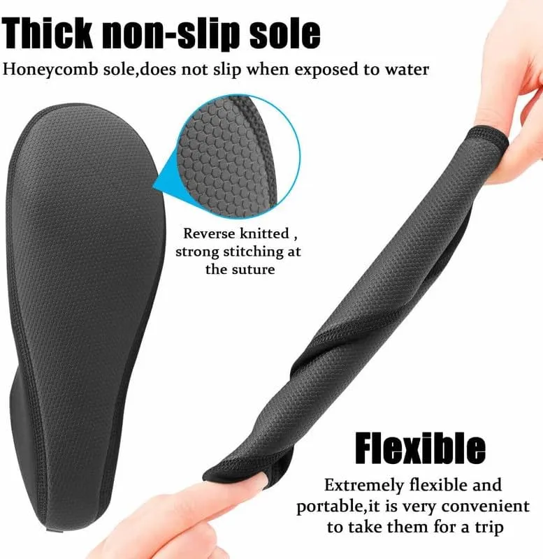 Water Socks - Barefoot Water Shoes with Elastic Collar Design & Non Slip Rubber Sole for Men & Women, Breathable & Foldable Quick Dry Aqua Socks for Beach Swimming & Surfing