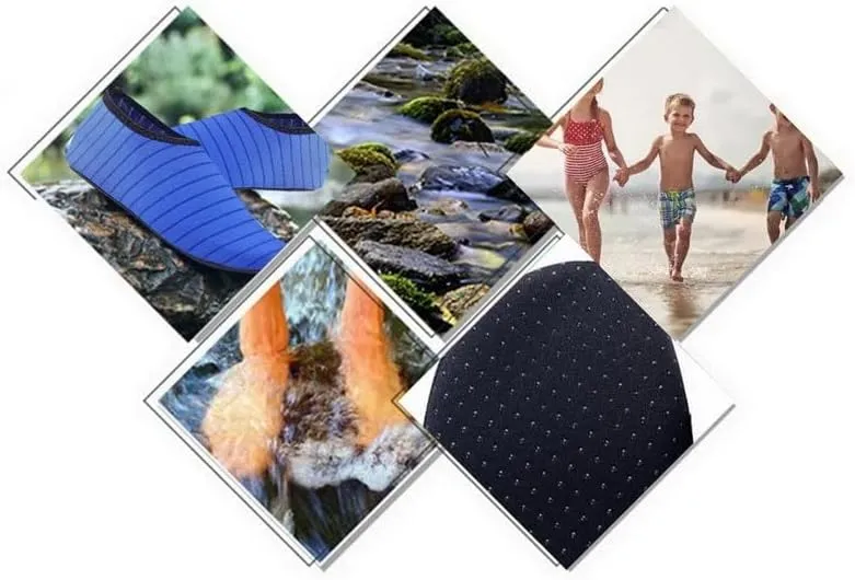 Water Socks - Barefoot Water Shoes with Elastic Collar Design & Non Slip Rubber Sole for Men & Women, Breathable & Foldable Quick Dry Aqua Socks for Beach Swimming & Surfing