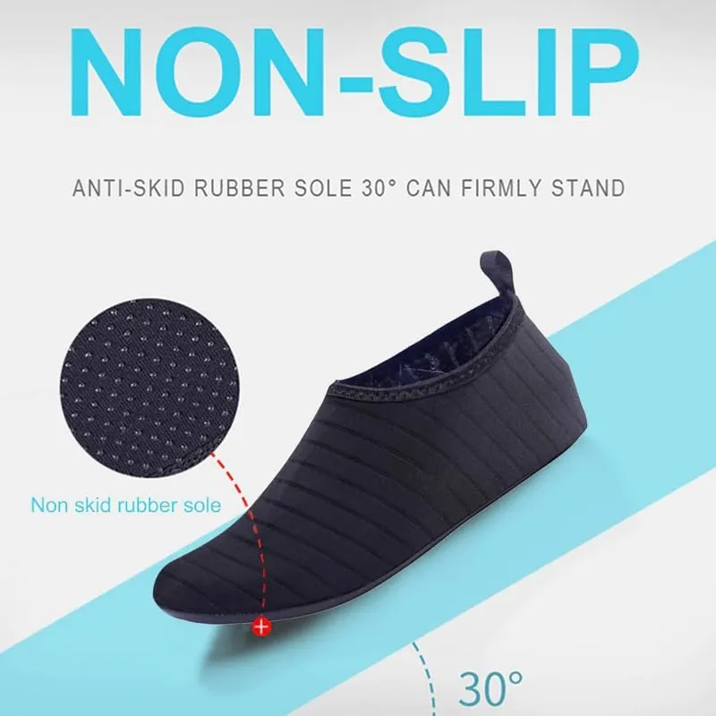 Water Socks - Barefoot Water Shoes with Elastic Collar Design & Non Slip Rubber Sole for Men & Women, Breathable & Foldable Quick Dry Aqua Socks for Beach Swimming & Surfing