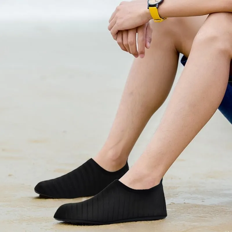 Water Socks - Barefoot Water Shoes with Elastic Collar Design & Non Slip Rubber Sole for Men & Women, Breathable & Foldable Quick Dry Aqua Socks for Beach Swimming & Surfing