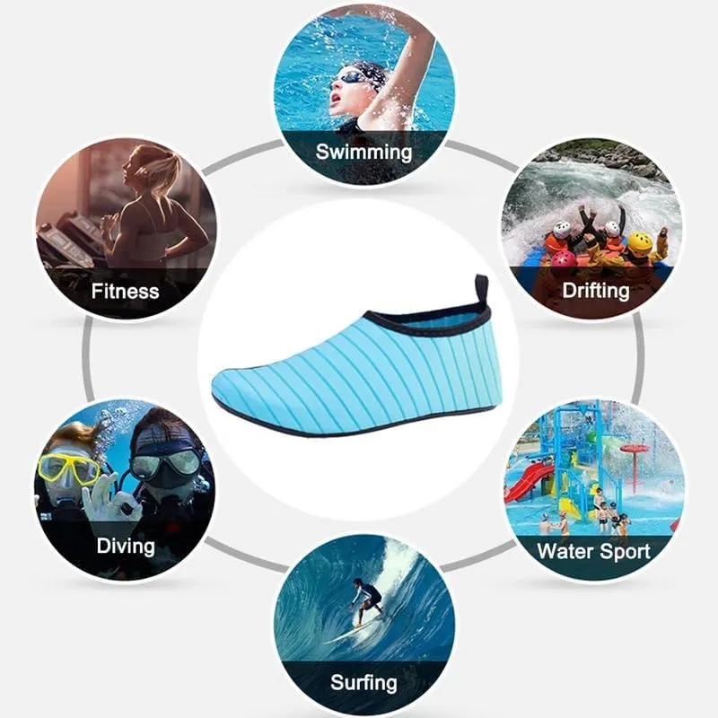 Water Socks - Barefoot Water Shoes with Elastic Collar Design & Non Slip Rubber Sole for Men & Women, Breathable & Foldable Quick Dry Aqua Socks for Beach Swimming & Surfing