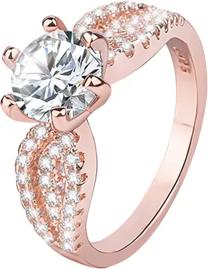 Wedding Bands for Women,Rose Gold Cubic Zirconia Engagement Rings Gemstone Inlaid Vintage Stackable Rings Ideal Gift for Her