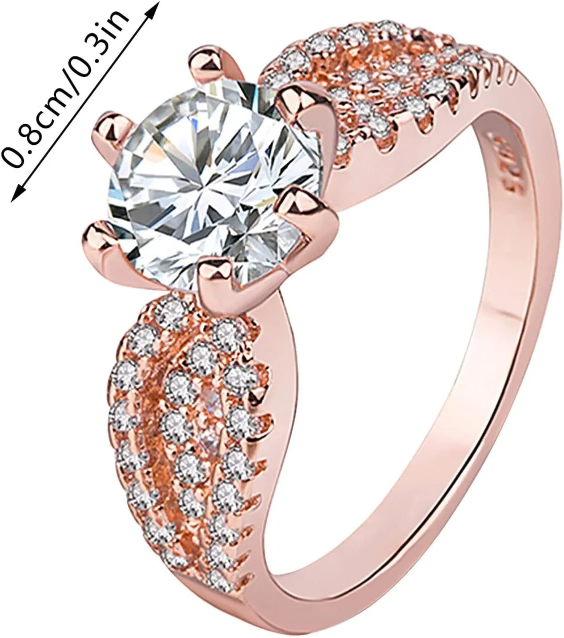 Wedding Bands for Women,Rose Gold Cubic Zirconia Engagement Rings Gemstone Inlaid Vintage Stackable Rings Ideal Gift for Her