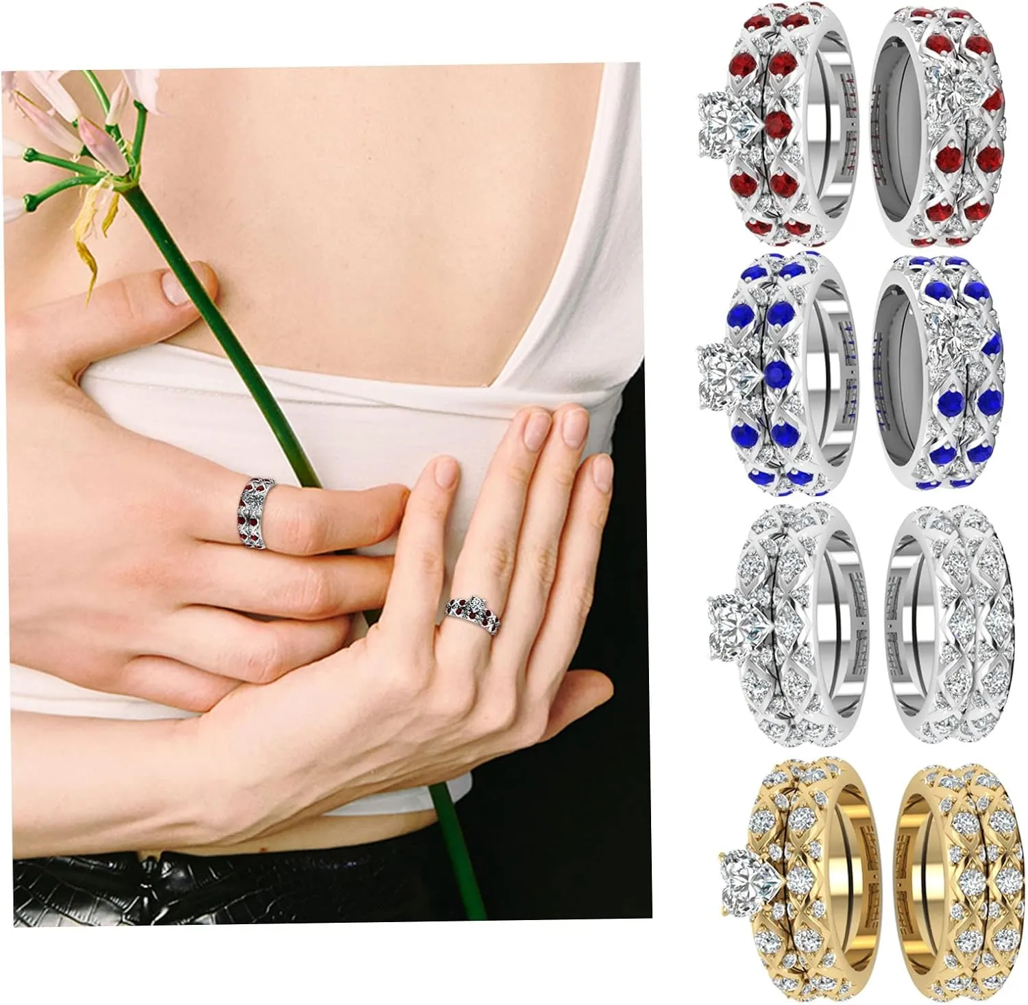 Wedding Engagement Ring Band for Couples Wife Women Promise Rings Couple Ring Dainty Trendy Bridal Sets His Hers