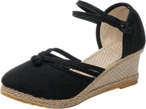 Wedge Sandals for Women 2024 Women Shoes Sandals Platform Wedge Sandals Fashion Versatile Braided Buckle Breathable