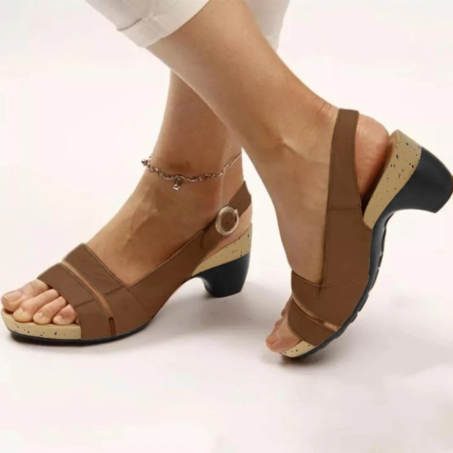 Wedge Sandals for Women 2025 Dressy Comfy Elegant Low Heel Open Toe Breathable Ankle Strap Sandals with Adjustable Buckle