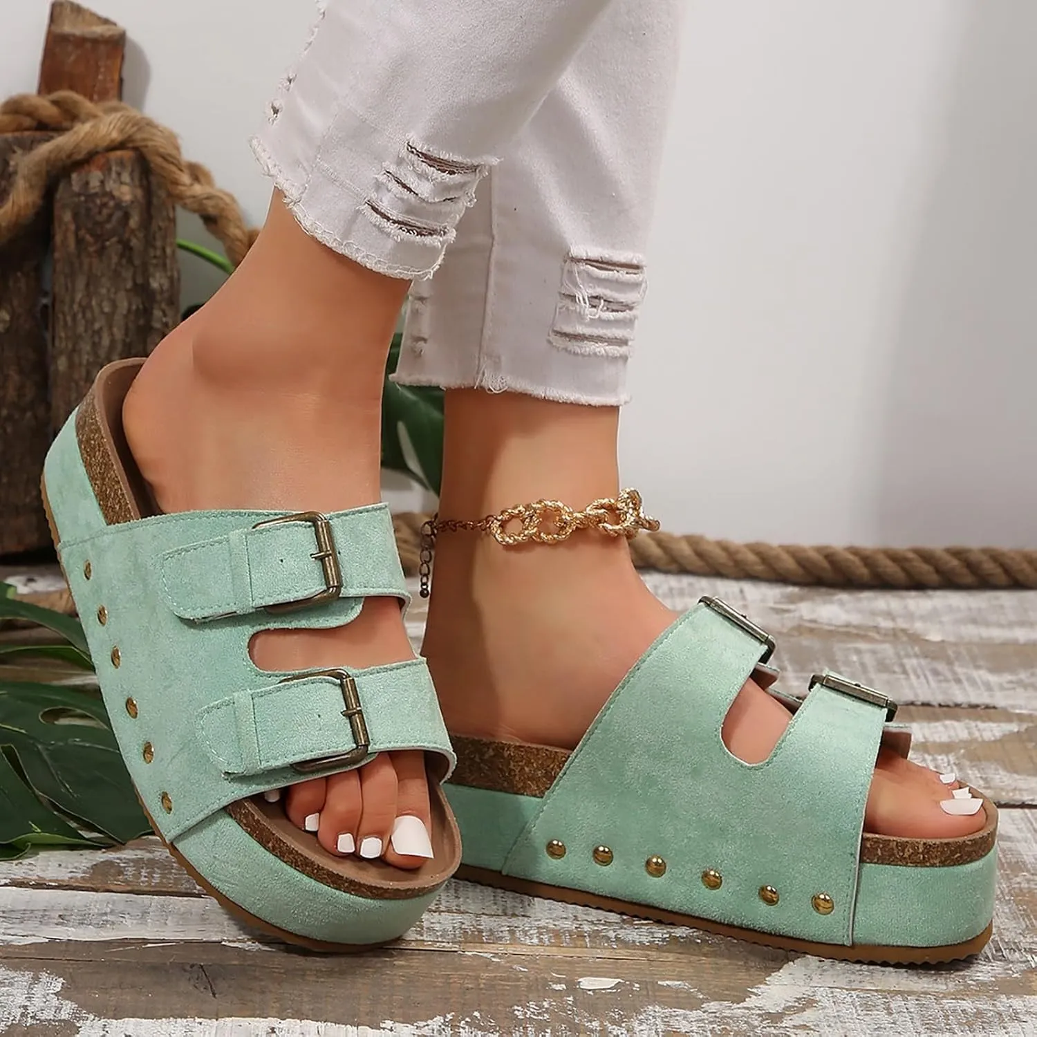 Wedge Sandals For Women 2025 Platform Comfort Orthopedic Wedge Sandals Open Toe Espadrilles Dressy High Heeled Wedges Women Summer Trendy Slip On Slippers Casual Arch Support Shoes Boho Beach Vacation