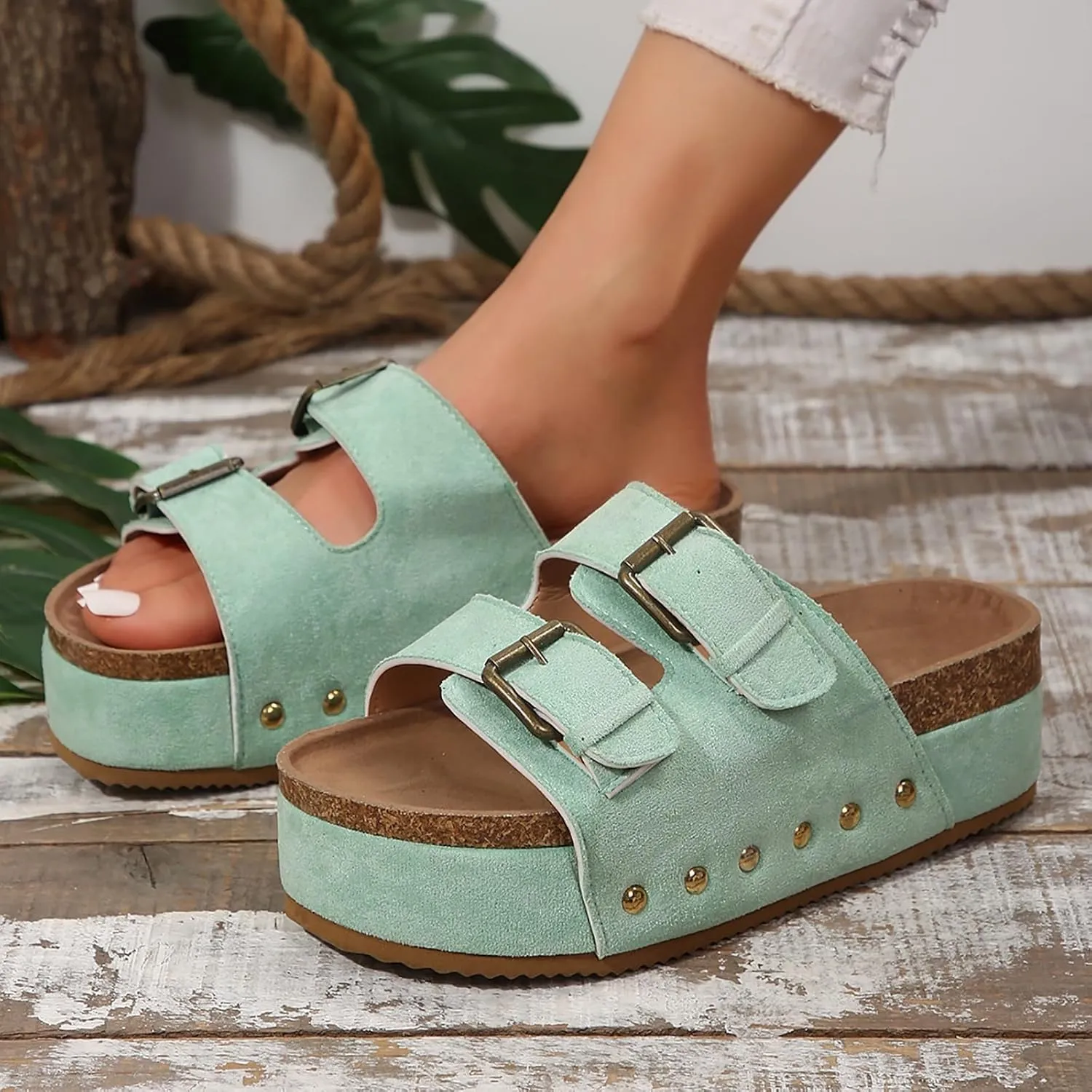 Wedge Sandals For Women 2025 Platform Comfort Orthopedic Wedge Sandals Open Toe Espadrilles Dressy High Heeled Wedges Women Summer Trendy Slip On Slippers Casual Arch Support Shoes Boho Beach Vacation
