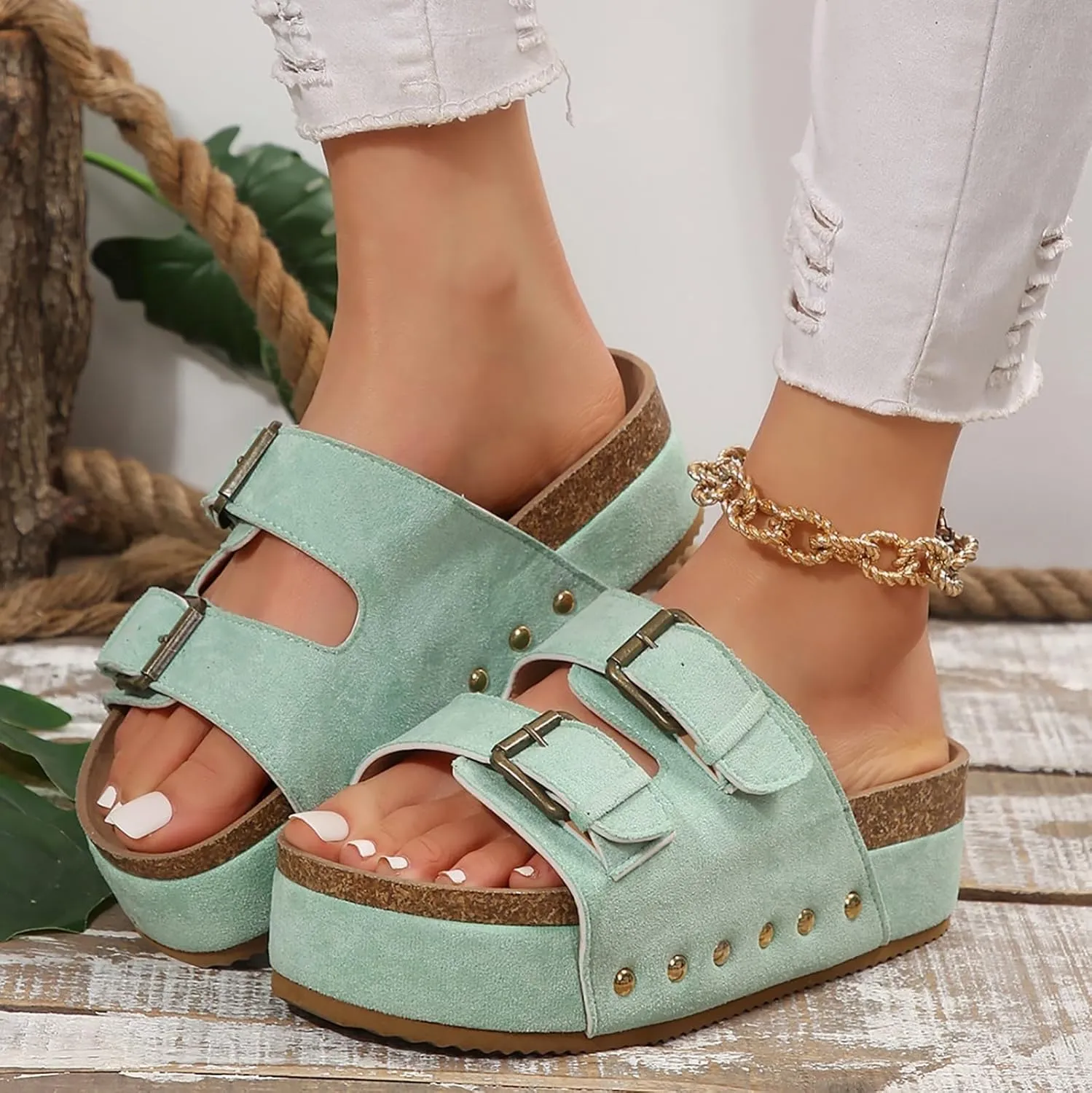 Wedge Sandals For Women 2025 Platform Comfort Orthopedic Wedge Sandals Open Toe Espadrilles Dressy High Heeled Wedges Women Summer Trendy Slip On Slippers Casual Arch Support Shoes Boho Beach Vacation