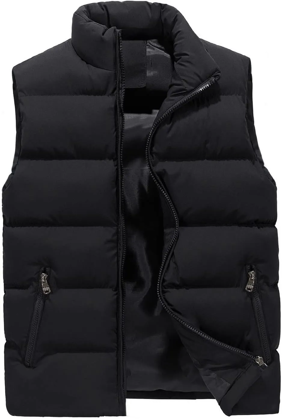 WENKOMG1 Men's Winter Down Vest, Autumn Warm Cotton Coat Solid Colour Zip Up Jacket Sleeveless Soft Lightweight Outerwear