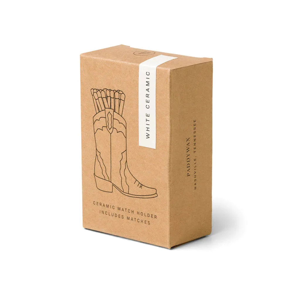 White Cowboy Boot Match Holder