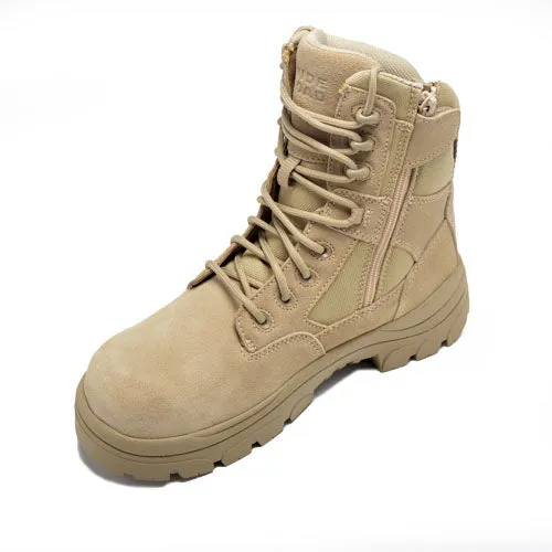 Wide Load 790SZN - 8INCH SAND SOFT TOE ZIP / LACE UP BOOT